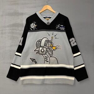 Vintage Fox Racing Y2K Southpole Style Hip Hop Oversized Sweater‎ Grey Medium